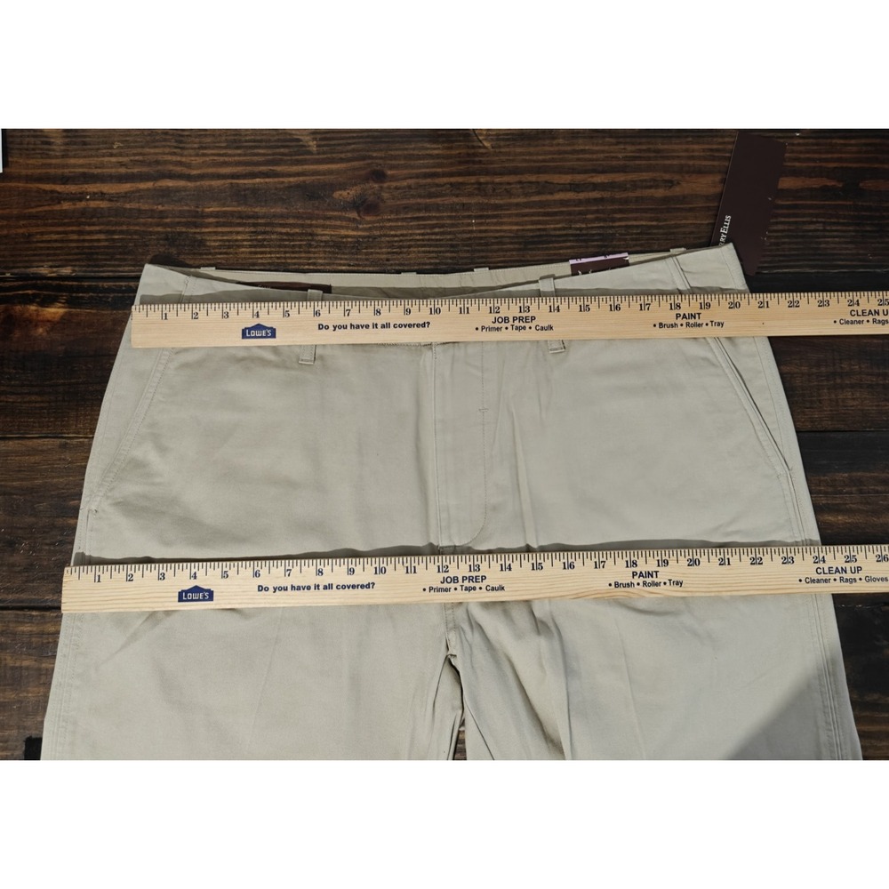 Perry Ellis Men's Khaki Pants Flat Front Beige Cotton Twill Size 38 x 32 NEW - Picture 2 of 11